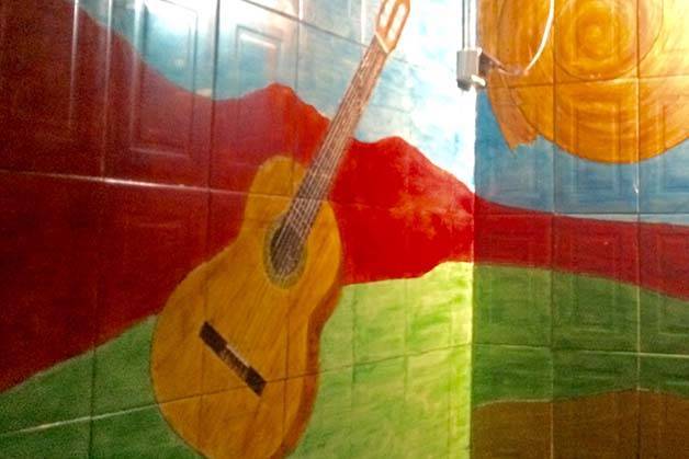 Mariatchi fresco mural: guitar